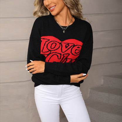 Damen Pullover Großzügig Auffälliger Schriftzug Norvielle