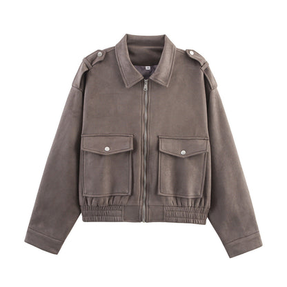 Damen Outdoorjacke Lässig Reißverschluss Große Taschen Norvielle