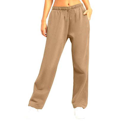 Damen Freizeithose Elastischer Bund Locker Passform Beige