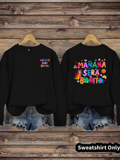 Damen Sweatshirt Verspielter Aufdruck Lässiger Schnitt Norvielle