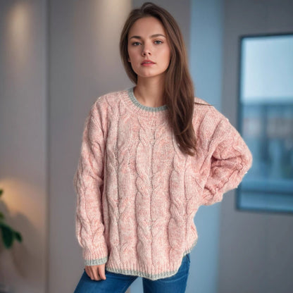 Damen Grobstrickpullover Zopfdesign Norvielle