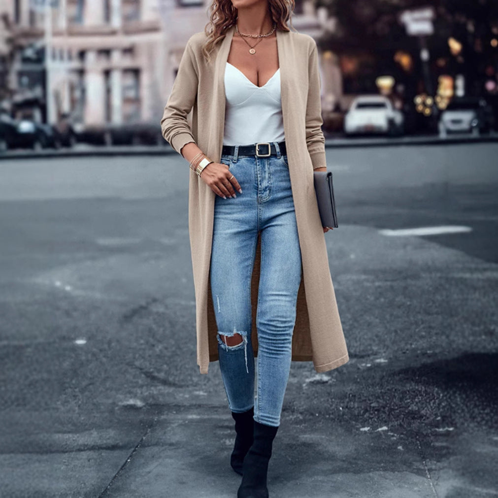 Damen Strickmantel Offen Norvielle Elegantes Design