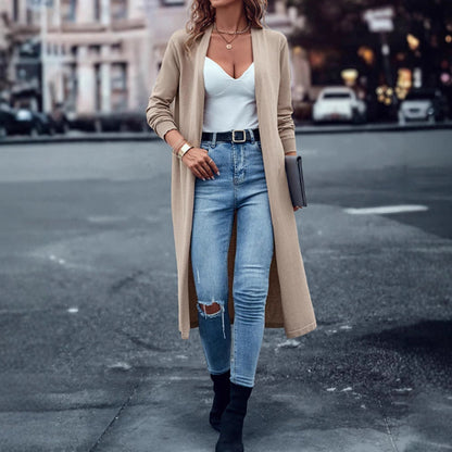 Damen Strickmantel Offen Norvielle Elegantes Design
