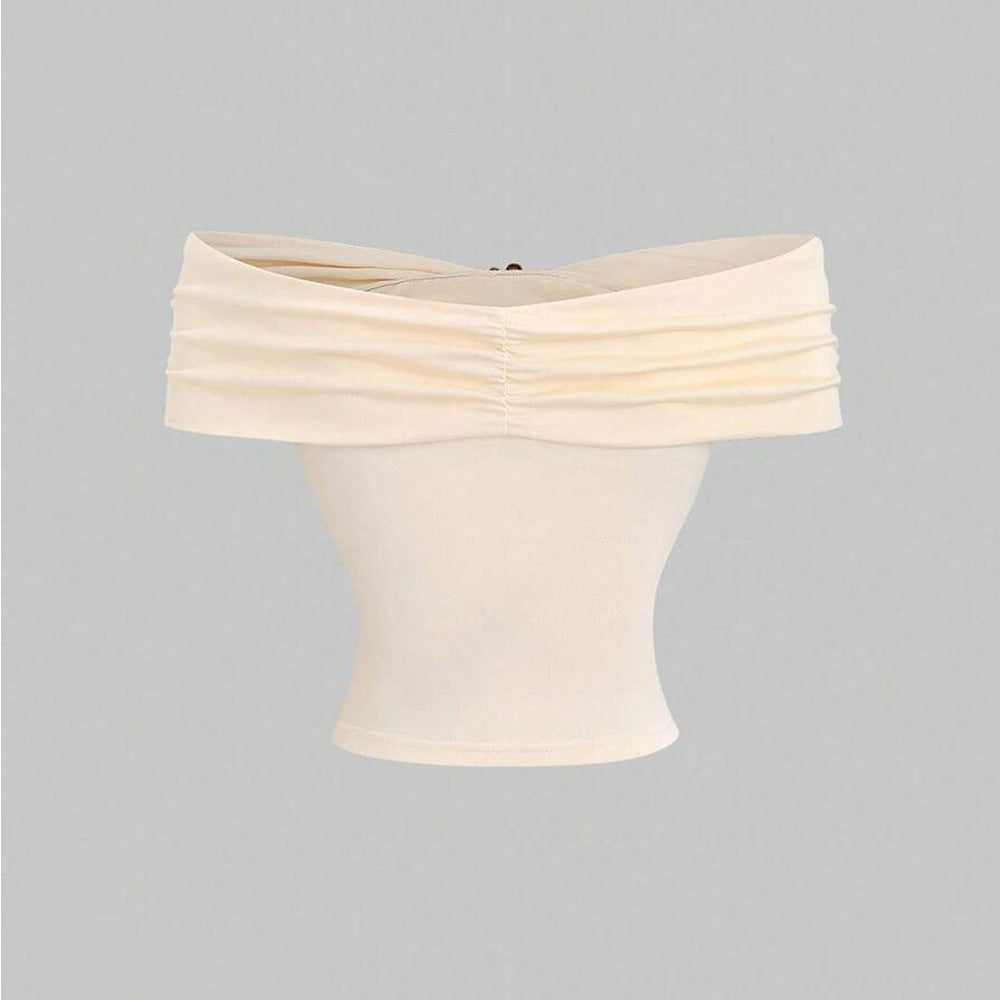 Damen Off-Shoulder- Doppel-Drapierung Eleganter Verschluss