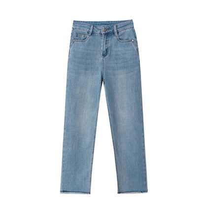 Damen High-Waist Jeans Fransensäume Norvielle