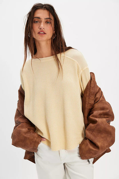 Damen Oversized Pullover Strukturiert Norvielle Beige