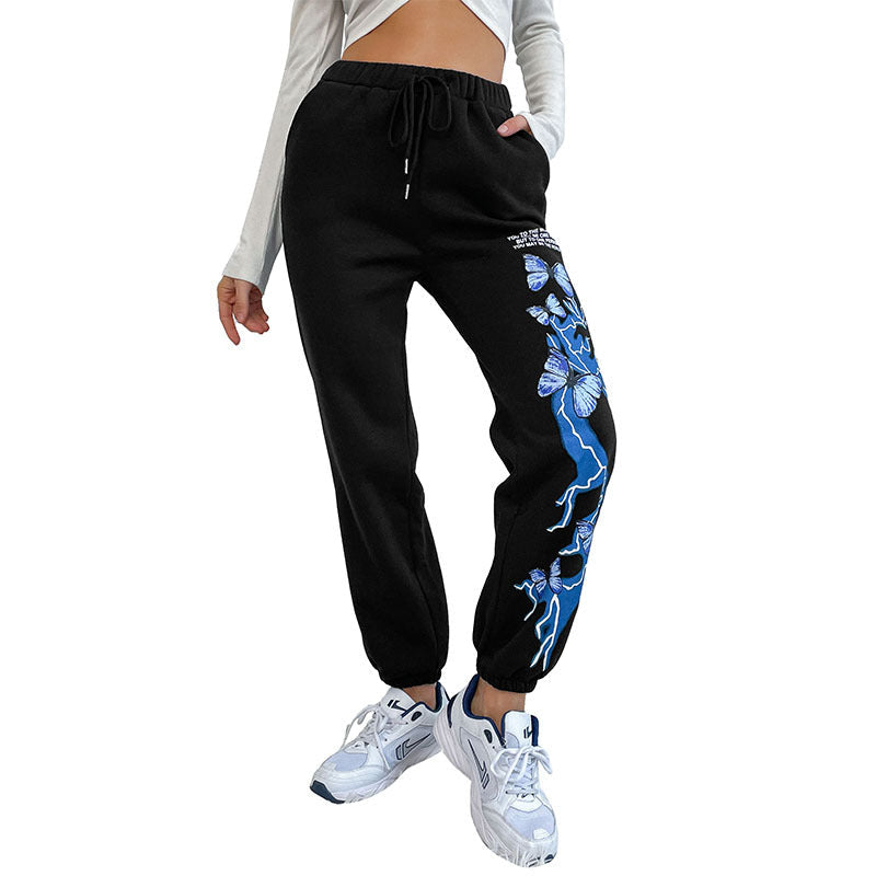 Damen Sport-Jogginghose Bunt Schmetterlingsdesign