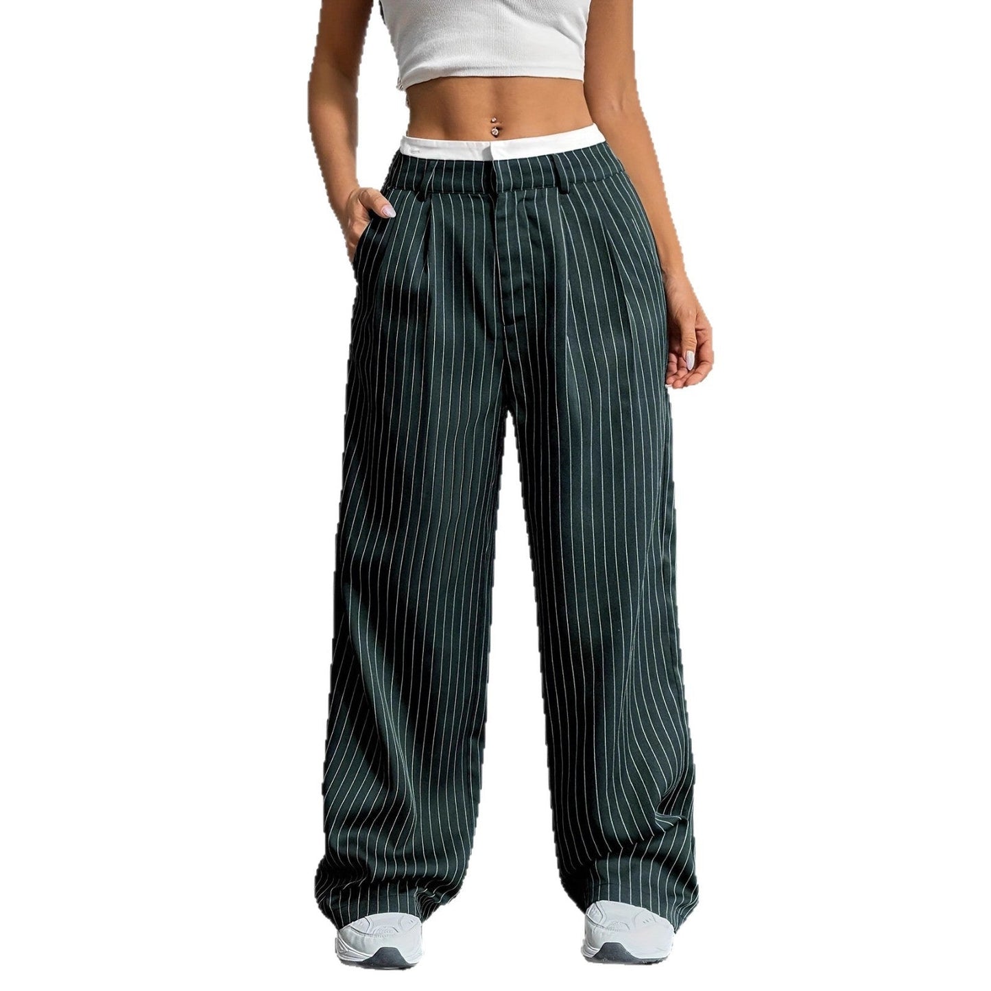 Damen Hochwasserhose Klassisch Schräge Taschen Norvielle