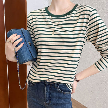 Damen Longsleeve-Shirt Gestreift Rundhalsausschnitt Norvielle - Norvielle