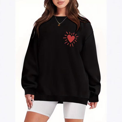 Damen Sweatshirt Übergroß Herzmotiv Norvielle
