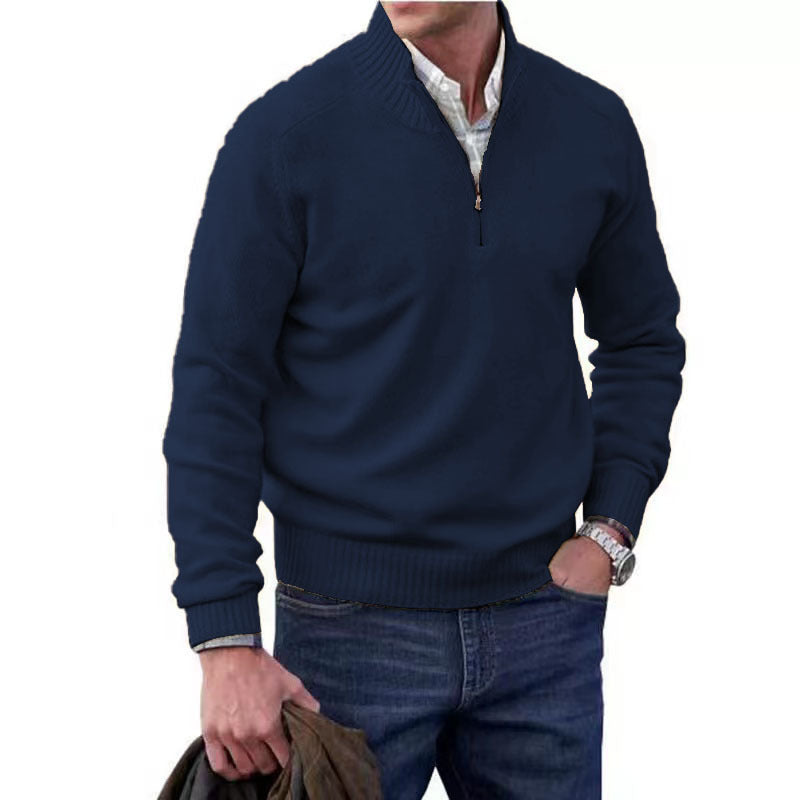 Herren Pullover Reißverschlusskragen Klassisch Anthrazit