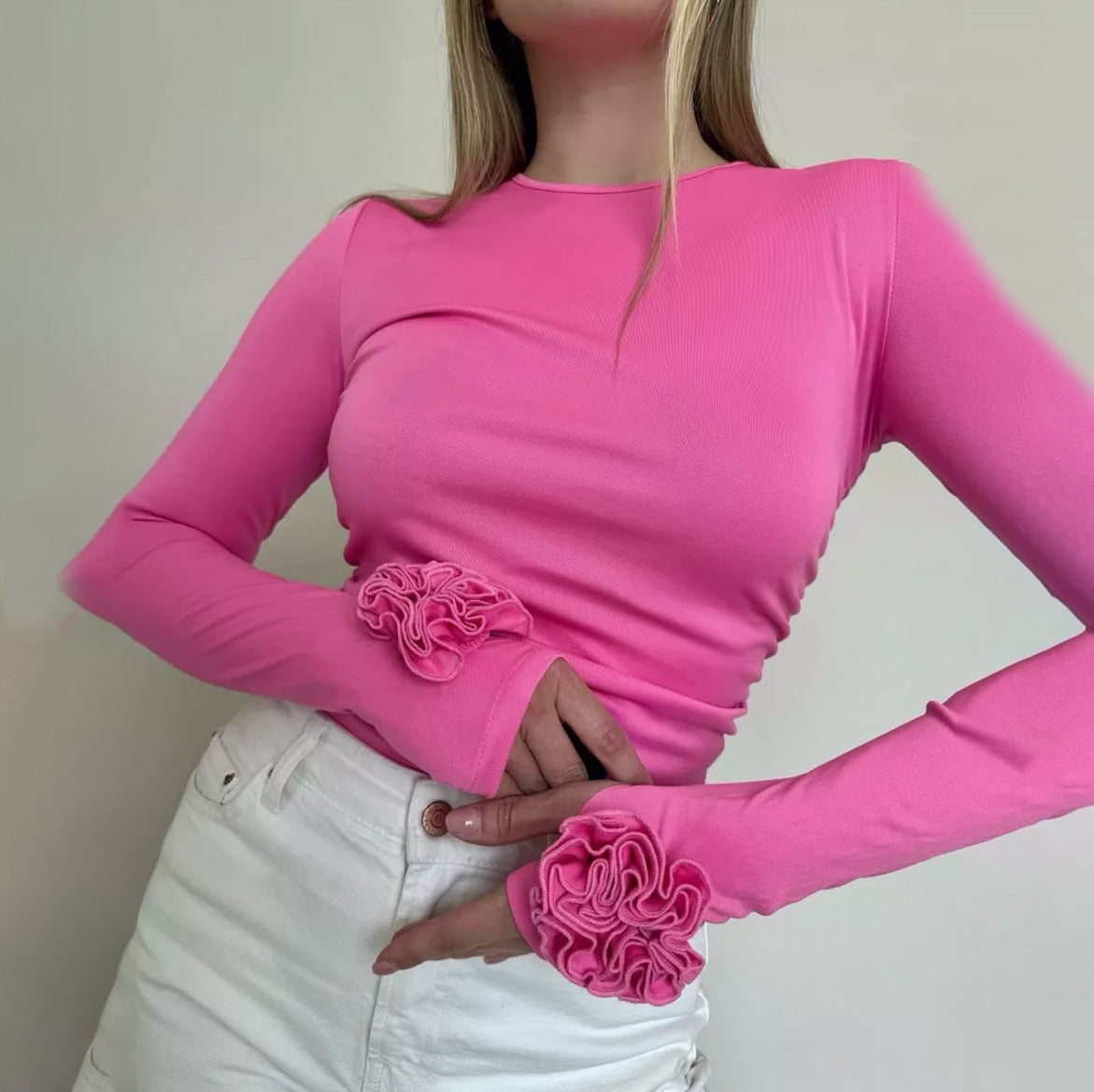 Damen Langarmshirt Rüschendetails Norvielle