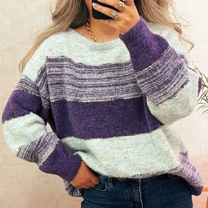 Damen Oversized-Pullover Streifenmuster Lässig Norvielle
