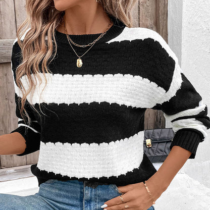 Damen Pullover Blockstreifen Lässig Norvielle
