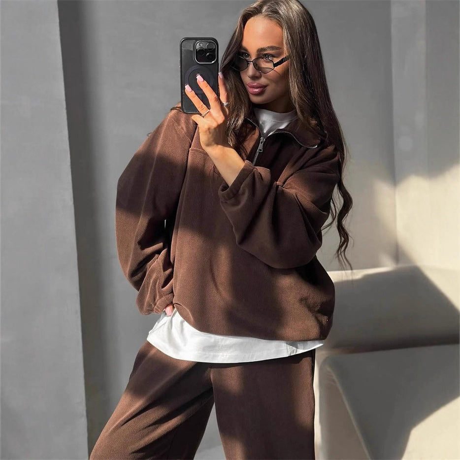 Damen Fleece-Jogginganzug Hochkragen Norvielle