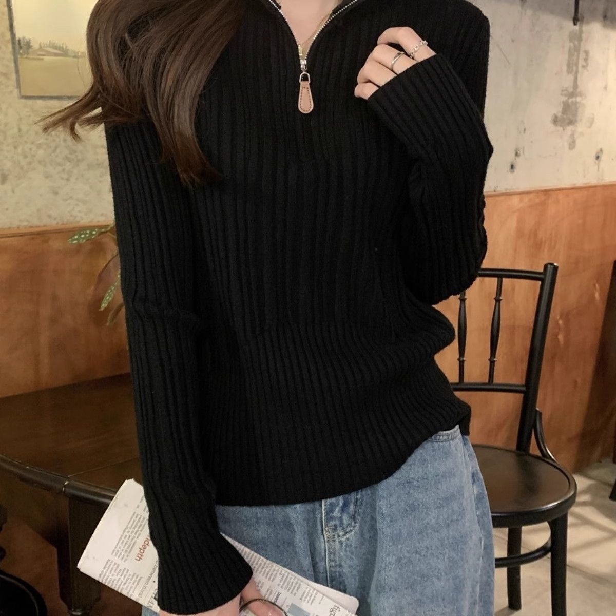 Damen Sweatshirt Stehkragen Norvielle