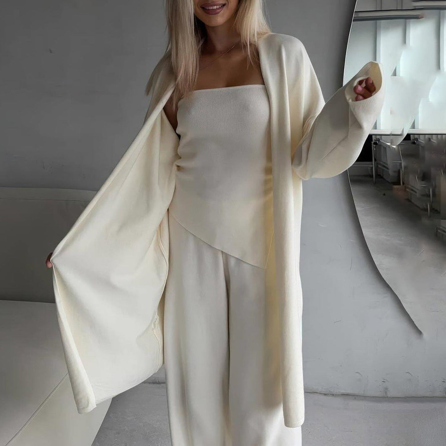 Damen Lounge-Set Ärmelloses Weiter Cardigan Norvielle