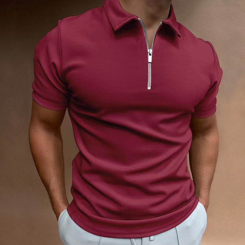 Herren Polo-Shirt Kurzarm Reißverschlusskragen