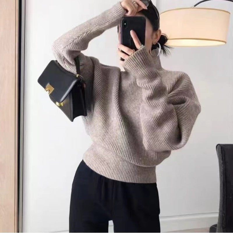 Damen Rollkragenpullover Strukturiertes Rippdesign Norvielle
