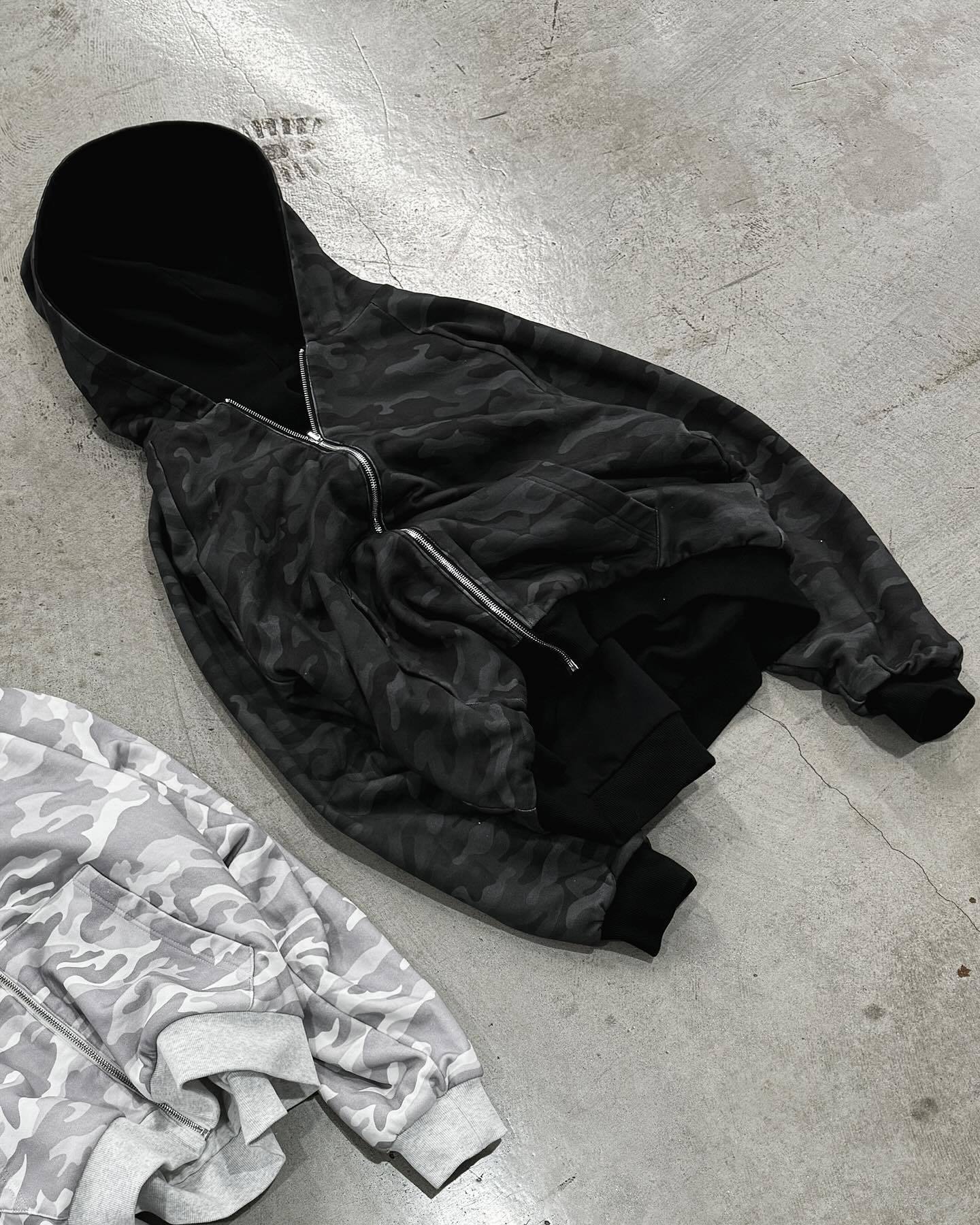 Damen Kapuzenpullover Camouflage Muster Breite Bündchen Norvielle