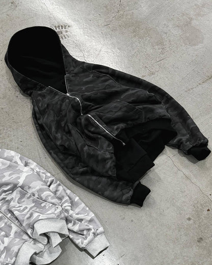 Damen Kapuzenpullover Camouflage Muster Breite Bündchen Norvielle