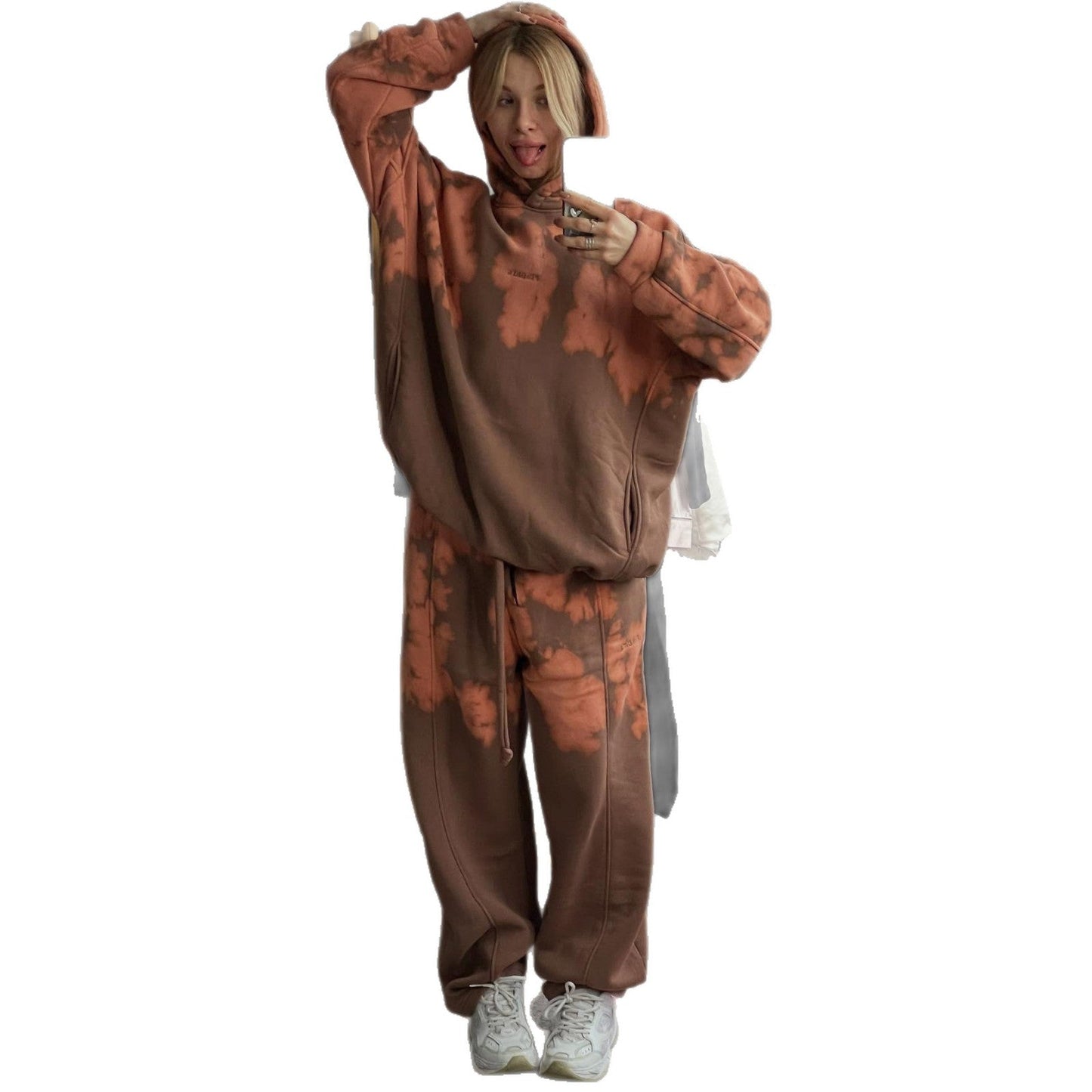 Damen Sportset Hoodie Jogginghose Batik Muster