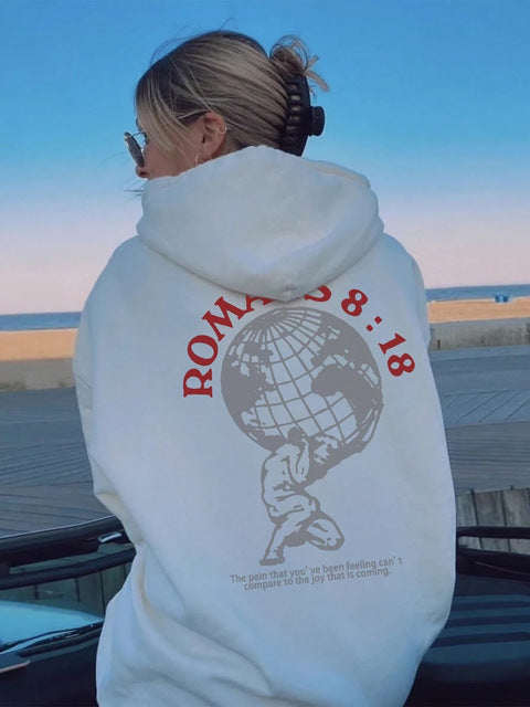 Damen Kapuzenpullover Weltmotiv Hochwertiger Druck Norvielle