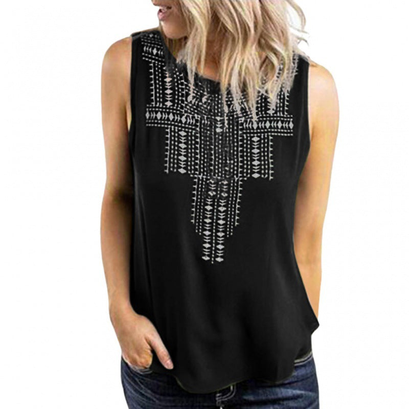 Damen Ärmelloses Oberteil Exotisches Stickdesign Norvielle