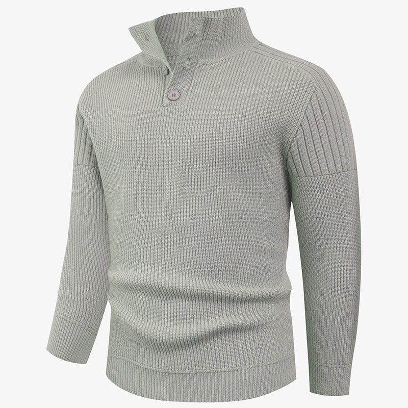Herren Pullover Hochkragen Knopfdetails Wärme Beige - Norvielle