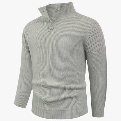 Herren Pullover Hochkragen Knopfdetails Wärme Beige - Norvielle