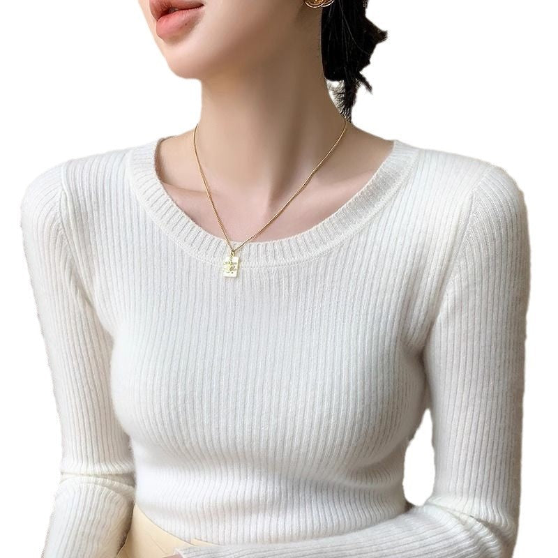 Damen Rippstrickpullover Rundhalsausschnitt Fein Norvielle