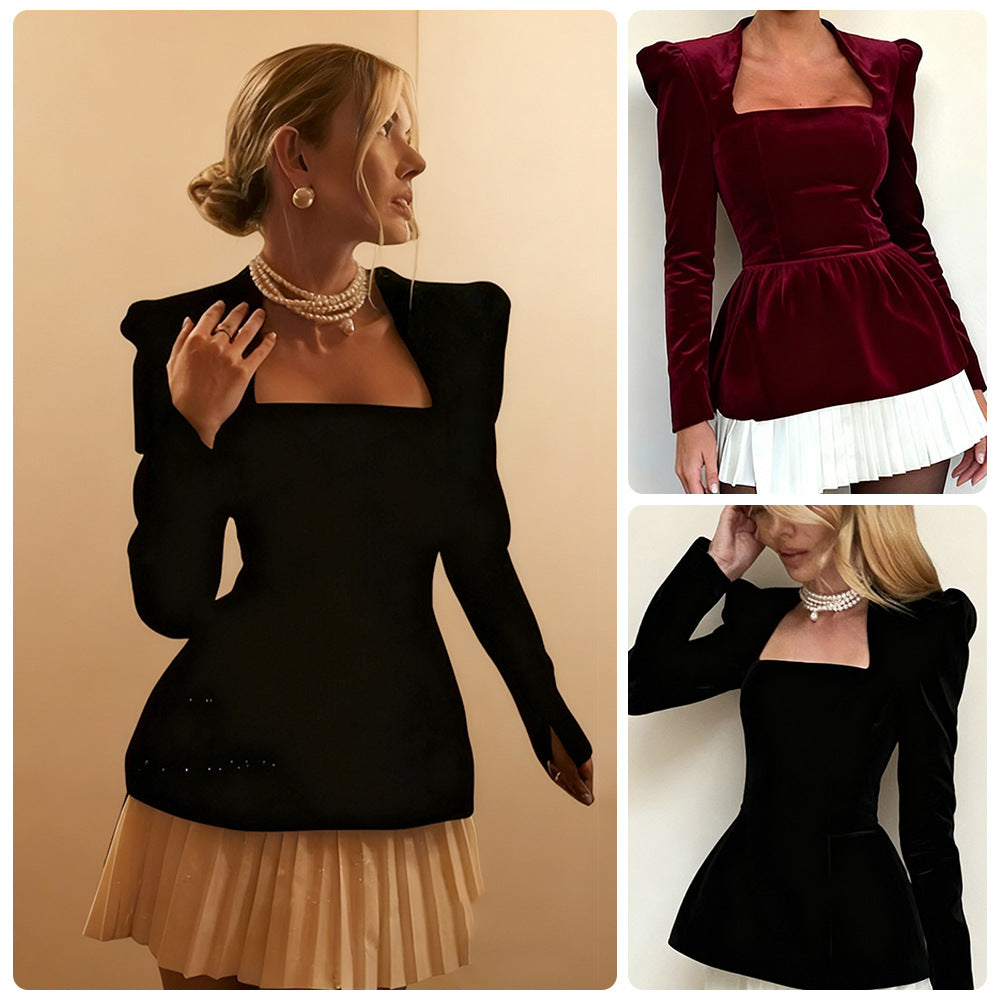 Damen Blazer-Jacke Samt Asymmetrisch Schwarz - Norvielle