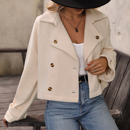 Damen Cropped Blazer Jacke Doppelter Knopfleiste Norvielle