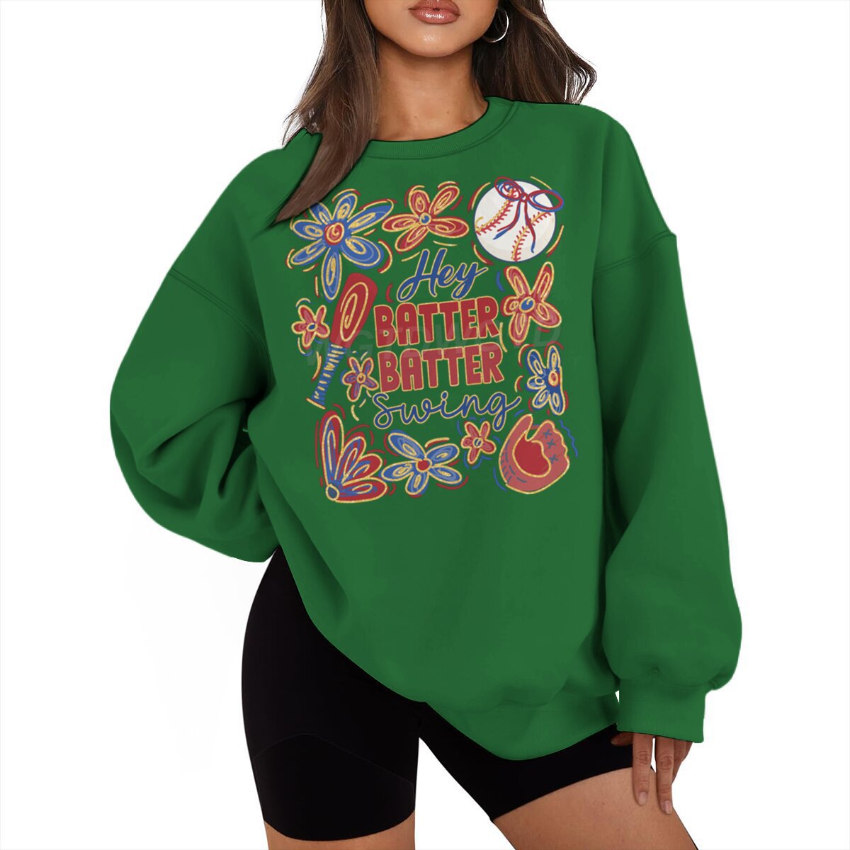 Damen Sweatshirt Baseball-Motiv Lässiger Schnitt Norvielle