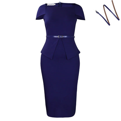 Damen Cocktailkleid Figurbetont Peplum Design Elegant