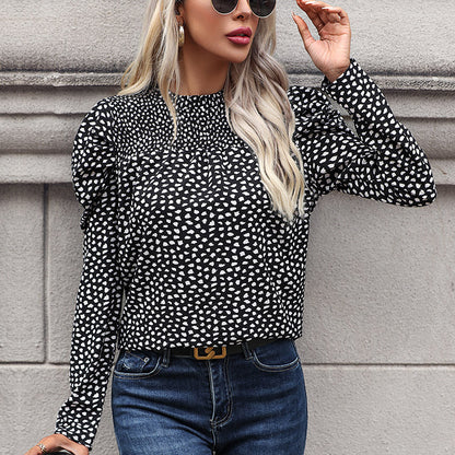 Damen Bluse Puffärmel Punktenmuster Norvielle