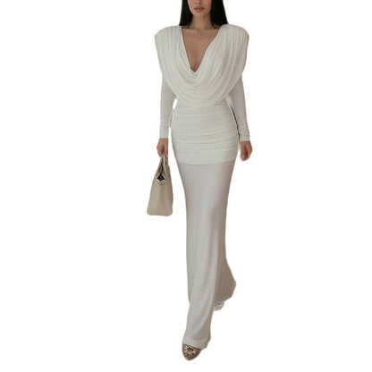 Damen Maxikleid Elegantes Design Wickelausschnitt Drapiert