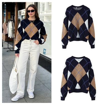Damen Pullover Rautenmuster Norvielle - Norvielle