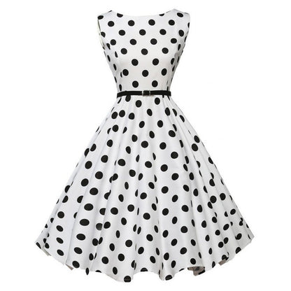 Damen A-Linien Kleid mit Polka-Dots Tailliert