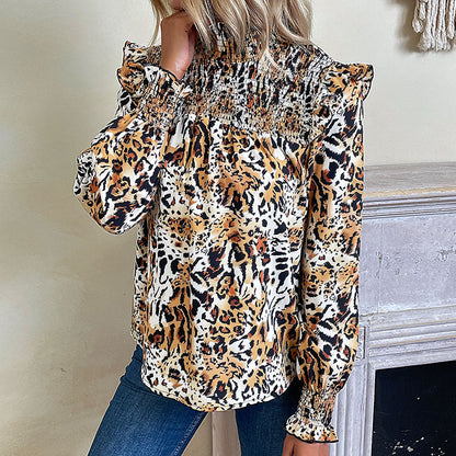 Damen Bluse Puffärmel Elastisch Weiß