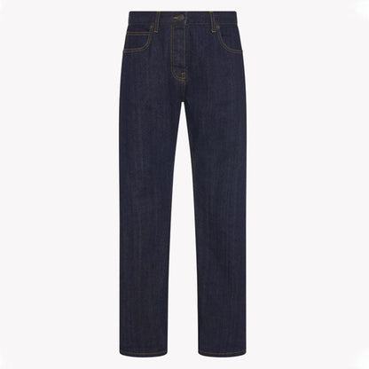 Damen Highwaist Jeans Gerade Geschnitten Darkblue Norvielle