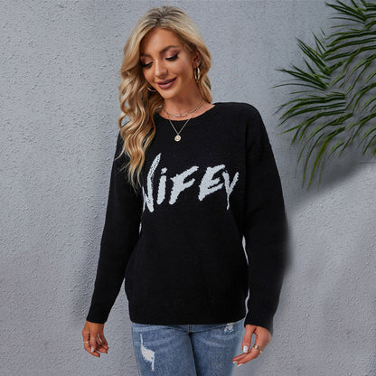 Damen Pullover mit Schriftzug Großes Logo Norvielle