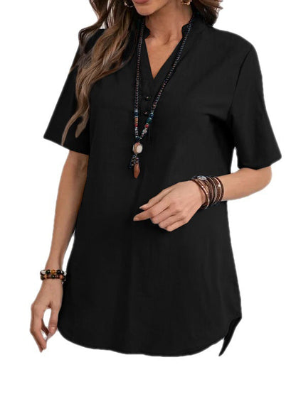 Damen Blusenshirt Kurzärmelig Modern Druckknöpfe Norvielle