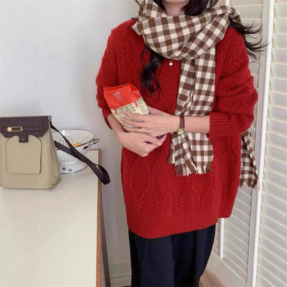 Damen Strickpullover Zopfdesign Lässiger Schnitt Norvielle