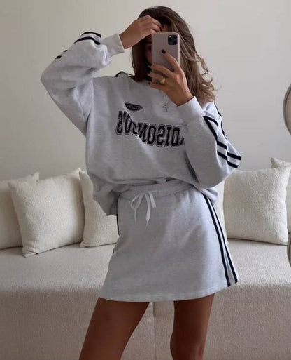 Damen Sportkleid Sweatshirt-Style Kordelzug Länge Langärmlig