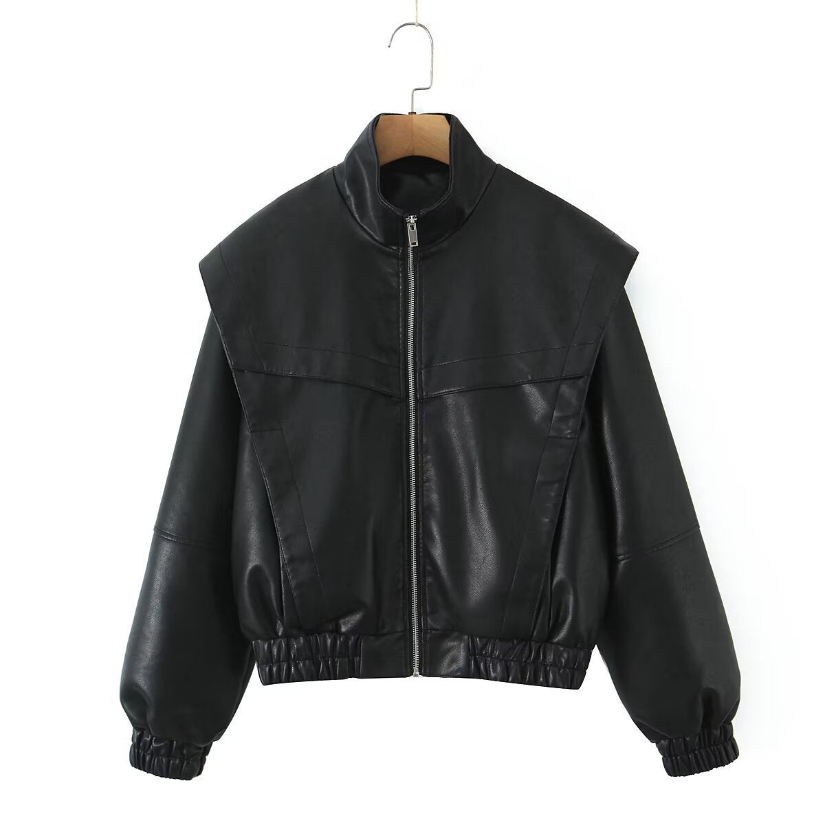Damen Bikerjacke Elastische Bündchen Norvielle Leder
