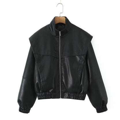 Damen Bikerjacke Elastische Bündchen Norvielle Leder