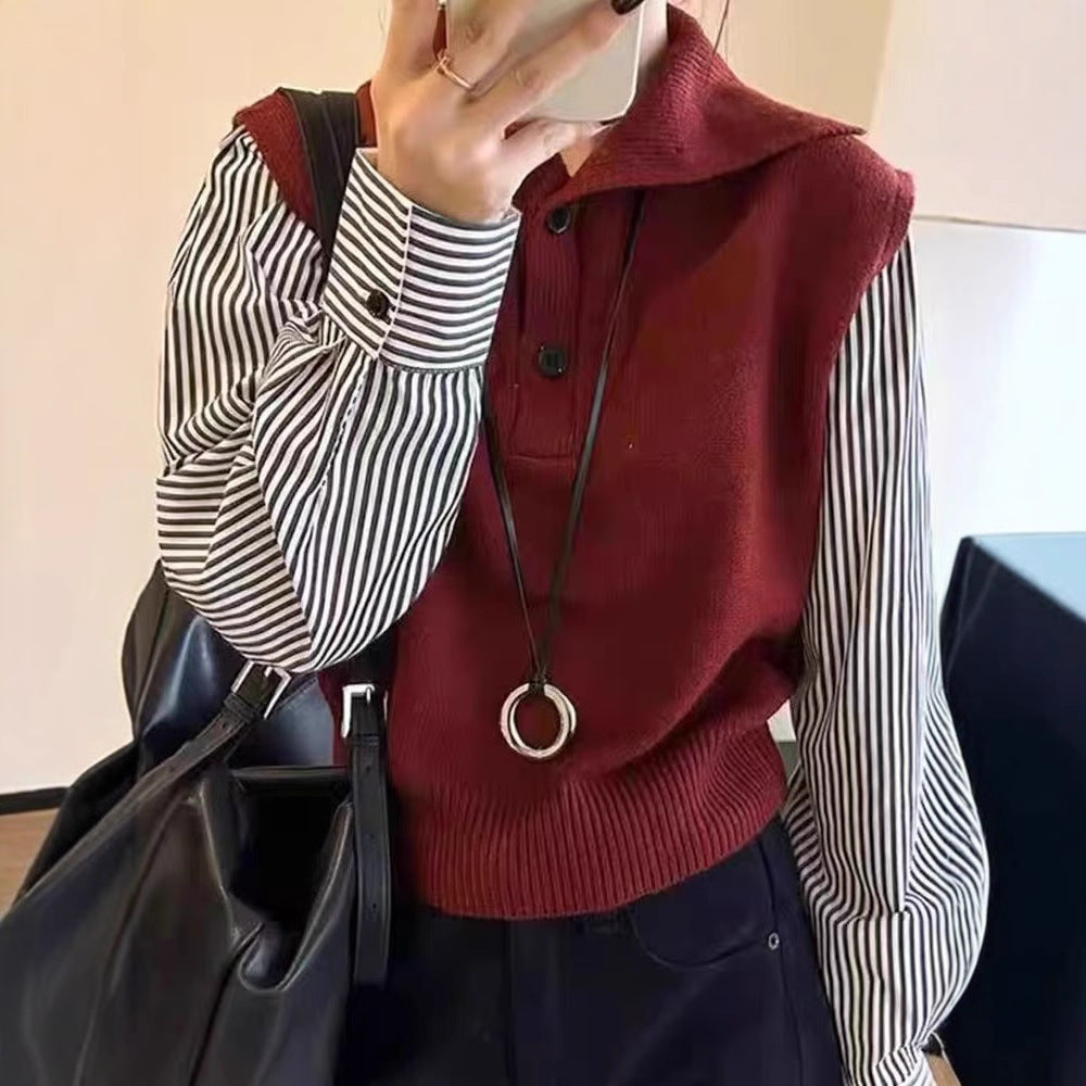 Damen Pullover Hochkragen Knopf details Norvielle