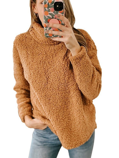 Damen Fleece-Pullover Hochkragen Struktur Norvielle