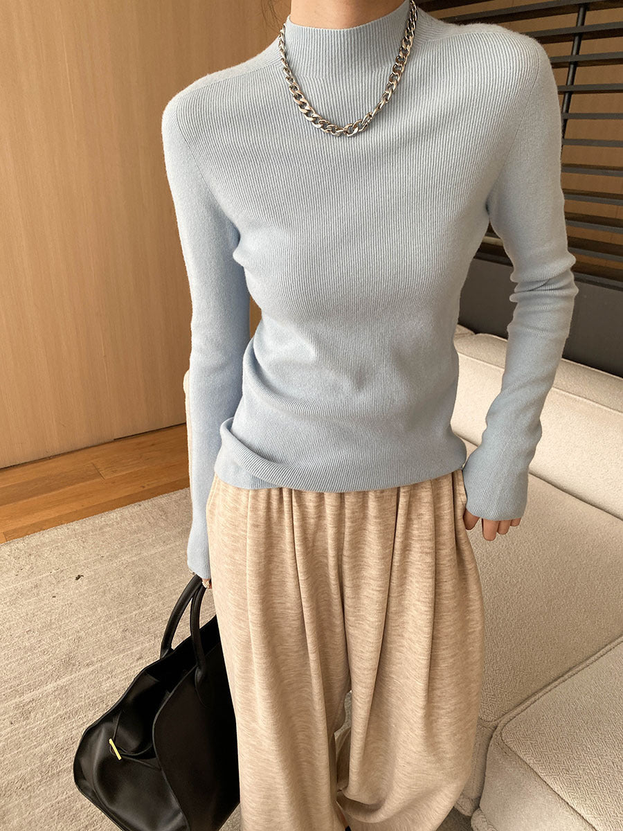 Damen Feinstrickpullover Hochkragen Elegante Passform